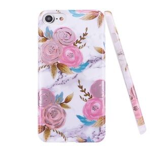 iPhone 6 Case,iPhone 6S Case Marble Design Floral Clear Bumper